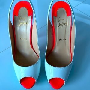 Christian Louboutin Multicolor Patent Leather Lady Peep Toe Platform Size 40.5